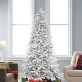Artificial Christmas Tree 6.5ft Snow Flocked Branches Realistic Unlit Pine KI Store
