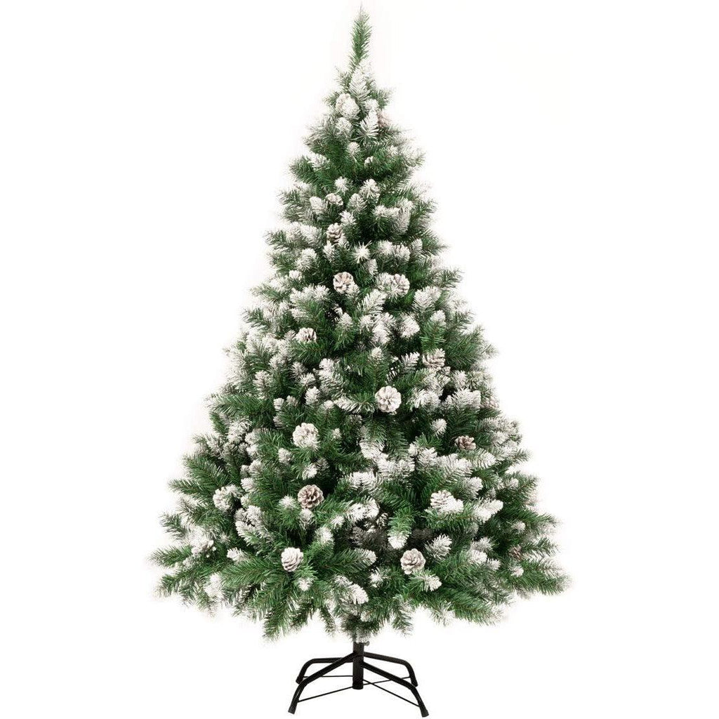 Artificial Christmas Tree 5FT Fold Out with Snow Pine Cones Indoor GIGALUMI