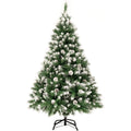 Artificial Christmas Tree 5FT Fold Out with Snow Pine Cones Indoor GIGALUMI