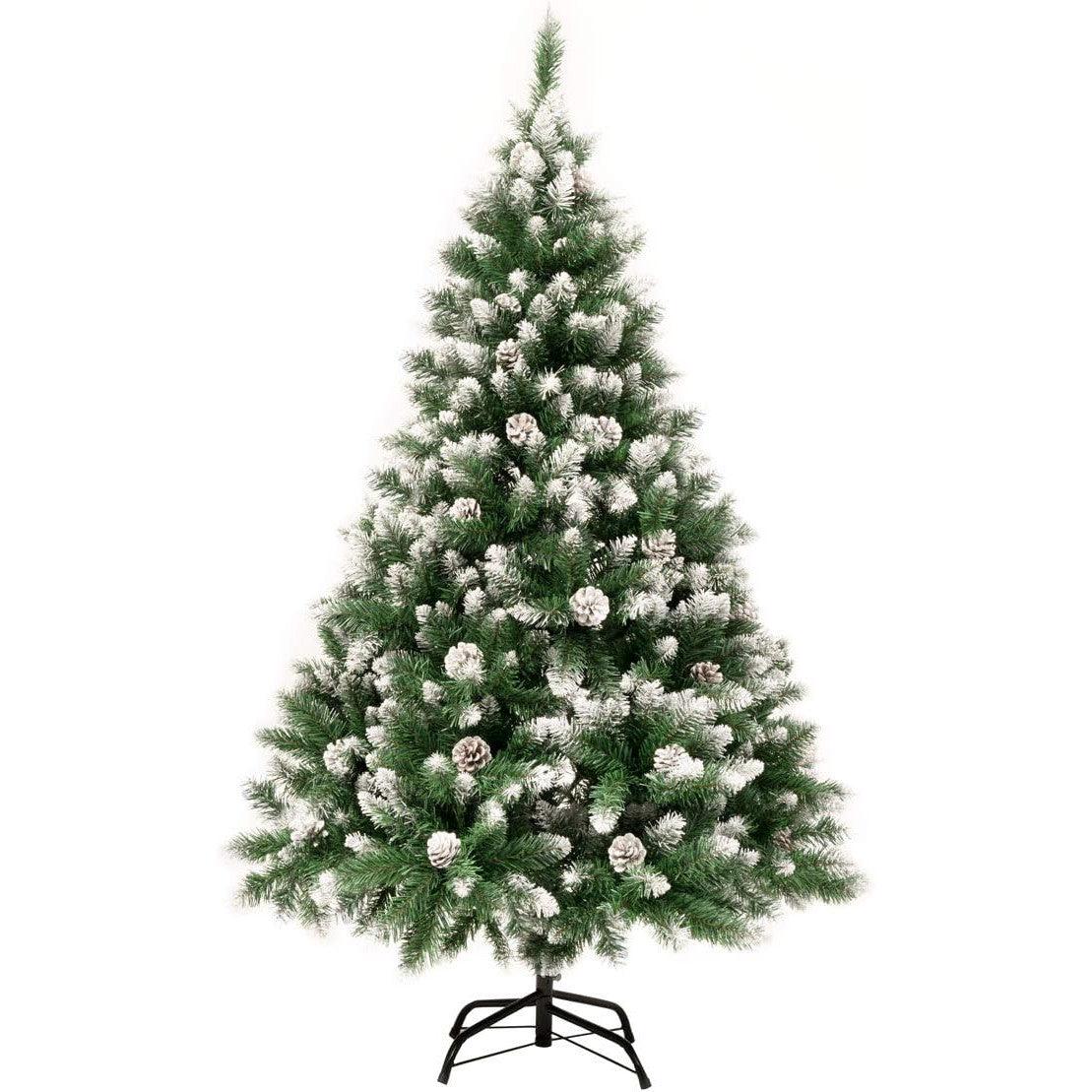 Artificial Christmas Tree 5FT Fold Out with Snow Pine Cones Indoor GIGALUMI