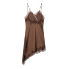 Silk Texture Sexy Lace Asymmetric Sling Dress