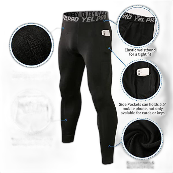 Mens Sports Thermal Leggings Compression Base Layer Tights