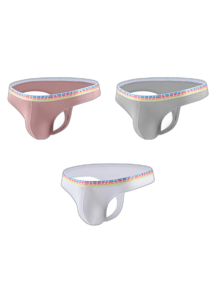 3 Pack Men's Ice Silk Middle-Rise Summer Thongs