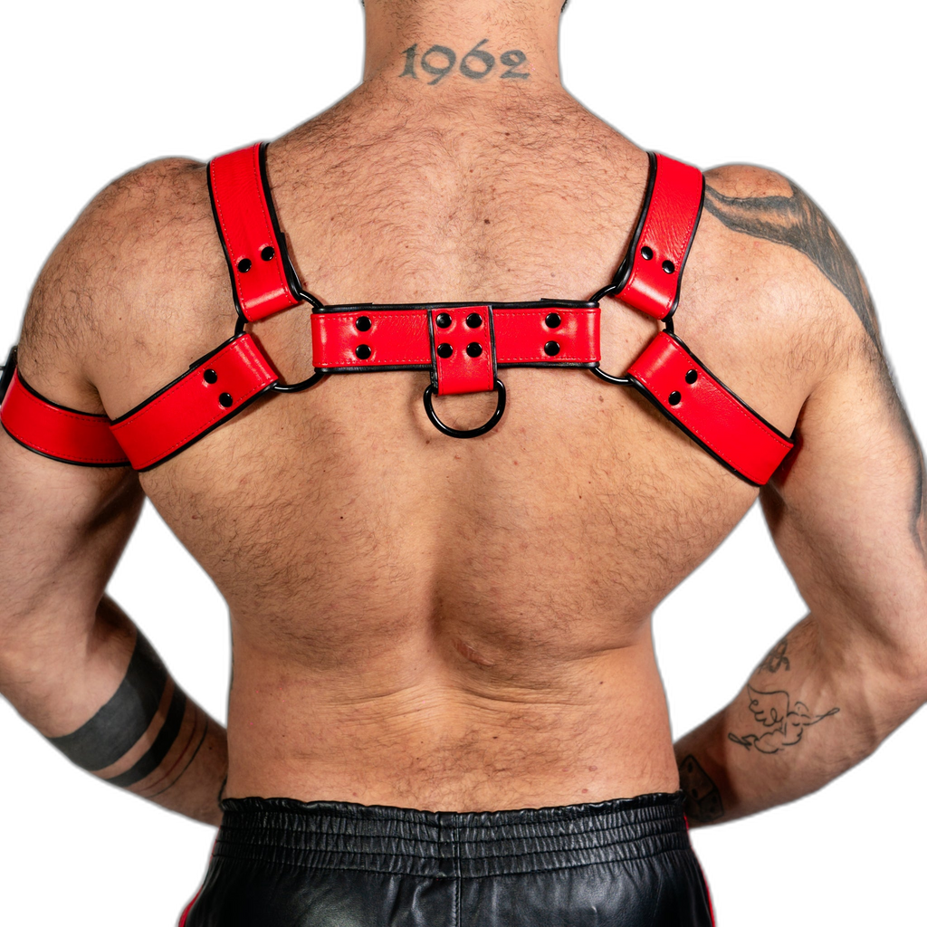 ruff GEAR Bold Leather Bulldog Harness Red