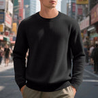 Loose And Simple Sports Jacquard Round Neck Long Sleeve Sweater