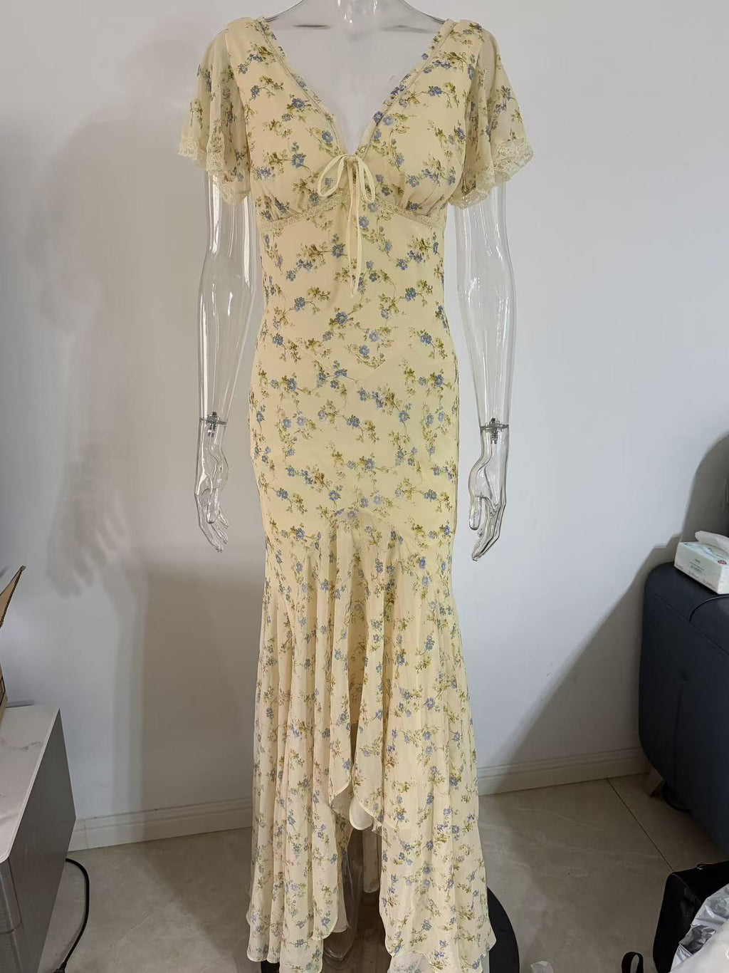 V-neck Long Flowing Maxi Dress For Women