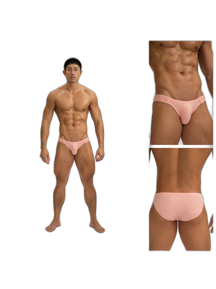 2 Pack Men's Solid Color Low Rise Sweat-Absorbent Large U-Shaped Small Pocket Briefs