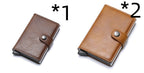 RFID Anti-theft Men Vintage Wallet Aluminum Metal Purse Leather Cover