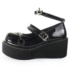 Women's Heightened Thick Bottom Chain Retro British Style Leather Shoes