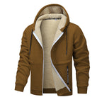Casual Hoodies For Men Heavyweight Fleece Sweatshirt Winter Thick Sherpa Lined Hooded Zipper Jacket Thick Streetwear Coats