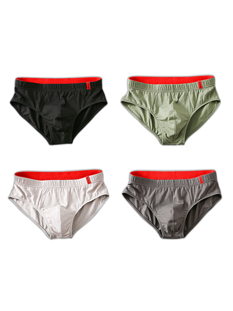 4 Pack Men's Solid Color Cotton Low-Rise Seamless Comfort Briefs