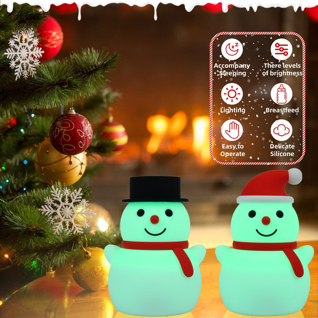 Christmas Snowman Silicone Touch Lamp with Remote Control - Color Changing LED Night Light