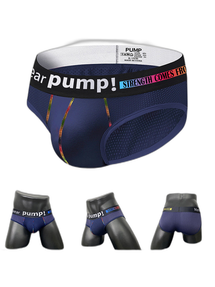 Men's Mesh Briefs With Colorful Spliced Lines