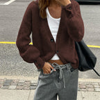 Fashionable Multi-color Sweater With Long Sleeves And Buttons For Women