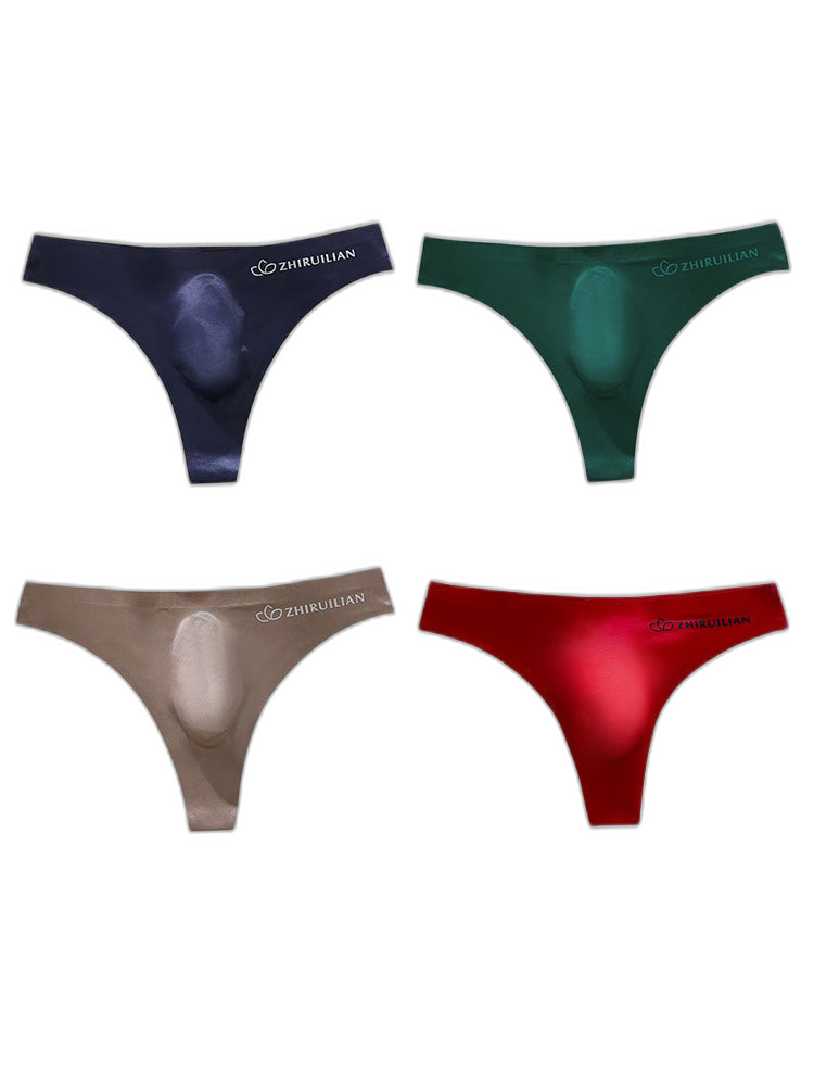 4-pack Men's Sexy Solid Color Letter Seamless Thong