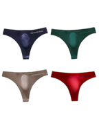 4-pack Men's Sexy Solid Color Letter Seamless Thong