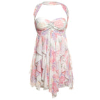 Ins Halter Neck Backless Dress Summer Sexy Printed Irregular Mesh Short Dresses For Evening Party Club Women's Clothing