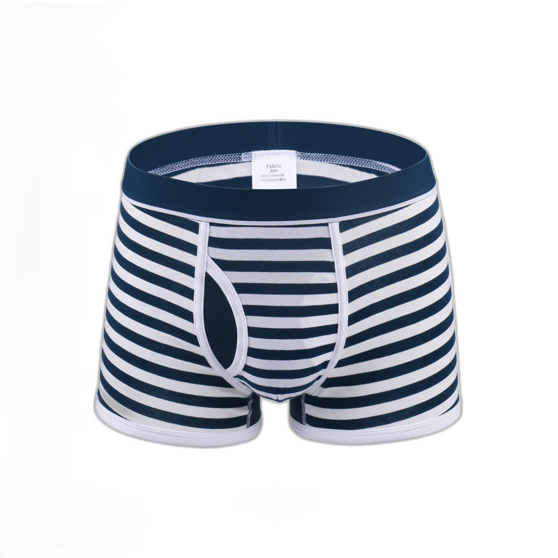 Men's Striped Cotton Sports Boxer Briefs