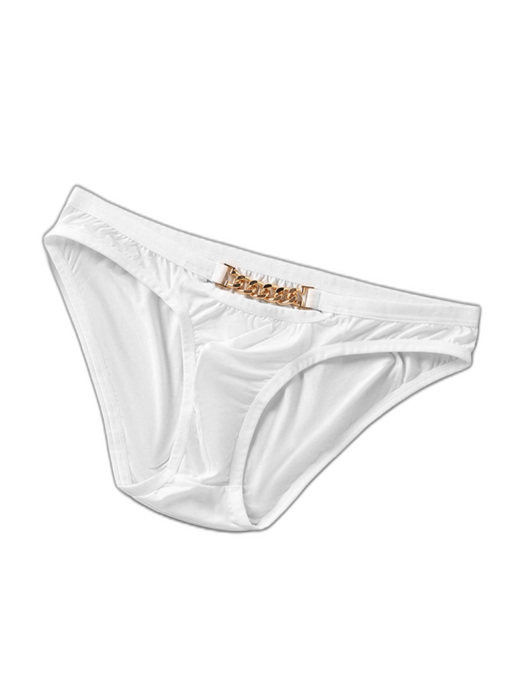 2 Pack Men's U-Pouch Design Metal-Clasp Thin Briefs