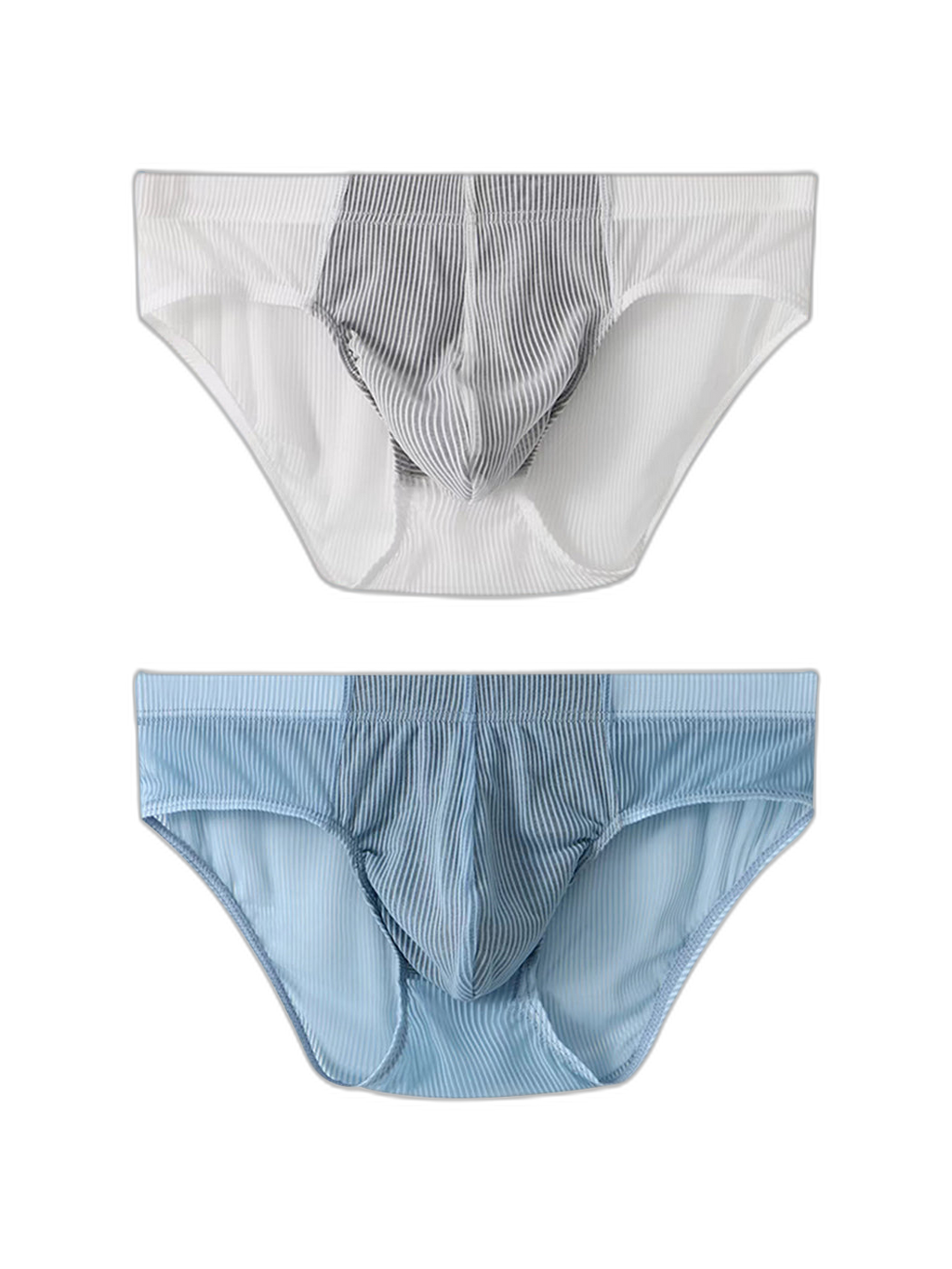 2 Pack Men’s Striped Separate Pouch Thin Briefs
