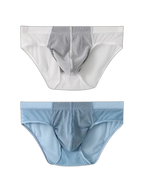 2 Pack Men’s Striped Separate Pouch Thin Briefs