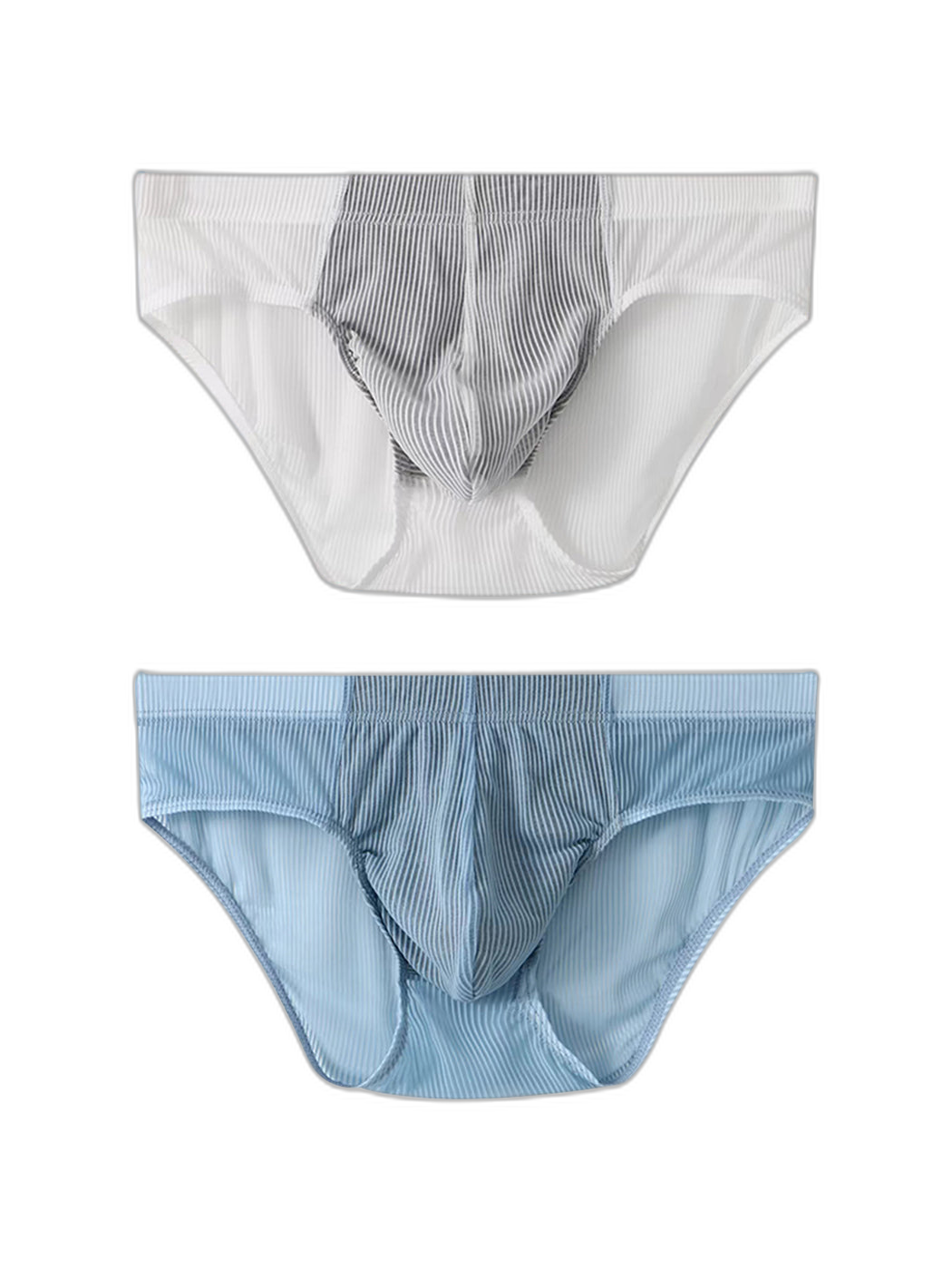 2 Pack Men’s Striped Separate Pouch Thin Briefs