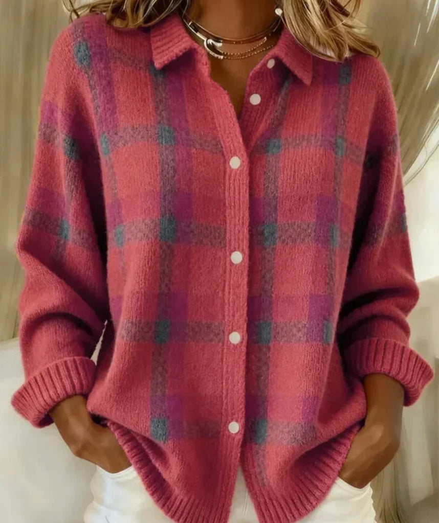 Women's Blouse With A Turn-down Collar And Cardigan-style Top