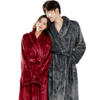 Couples' Flannel Bathrobes Extra-thick And Super-warm Loungewear