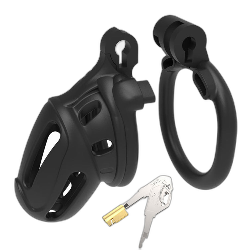 LOCK4D Armoured Bent Ring Chastity Cage