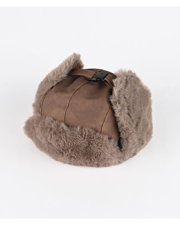 Vintage Leather Earflap Aviator Hat