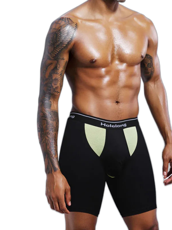 Dual Pouch Men's Long Legs Sports Boxer Briefs