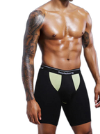 Dual Pouch Men's Long Legs Sports Boxer Briefs