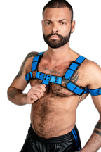 ruff GEAR Bold Leather Bulldog Harness Blue