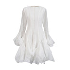 New Fashion High Collar Long Sleeve High Sense Cinched Mid-length Dress