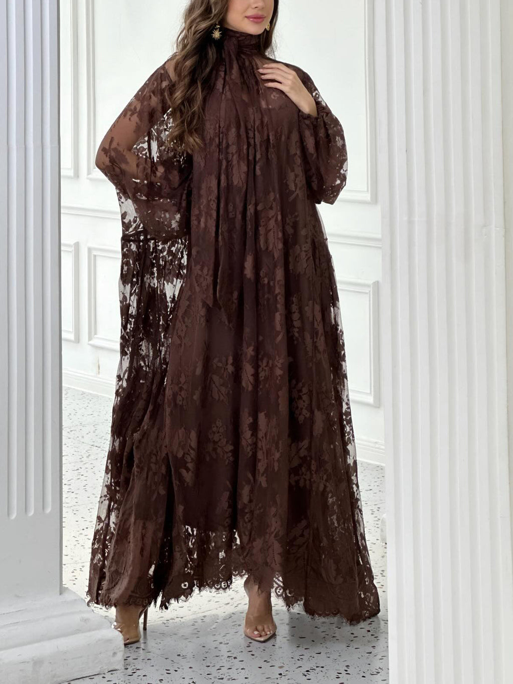 Lace Tie Double Layer Swing Dress