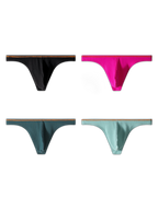 4 Pack Men's Low-Rise Solid Thongs with Reinforced Edging