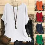 Women's Casual Loose-fitting Fashionable Solid-color Crew-neck Top