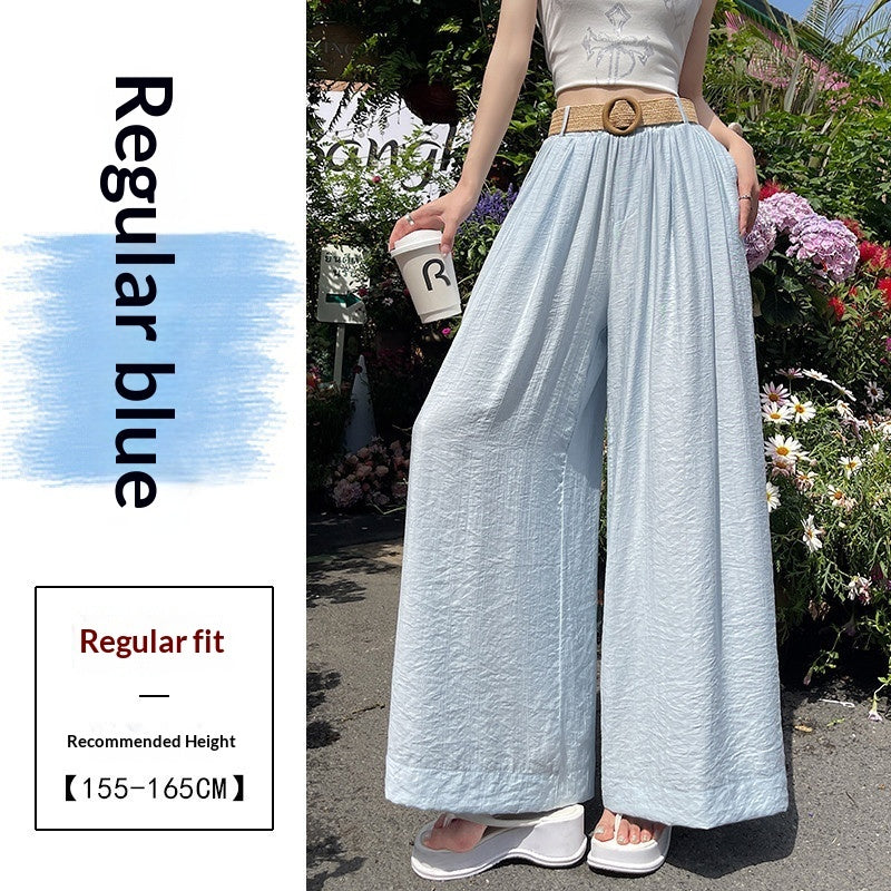 Linen Thin Casual Floor-length Pants For Women With Belt