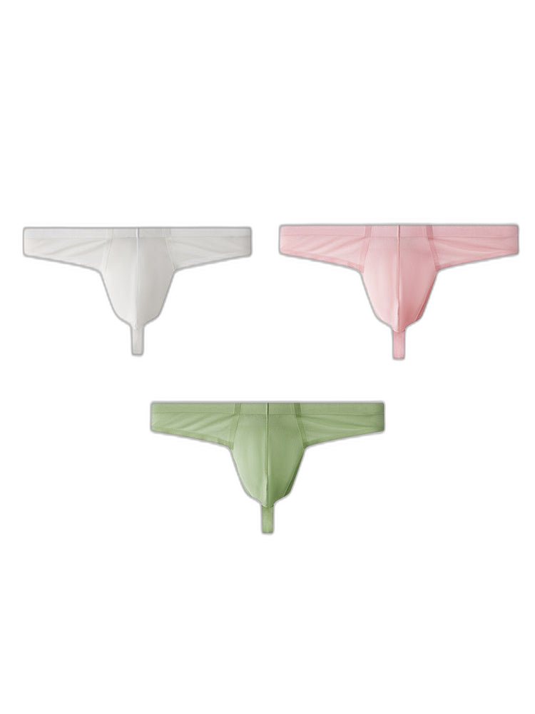 3 Pack Men's Solid Color Seamless Comfort Quick-Dry Breathable Thongs