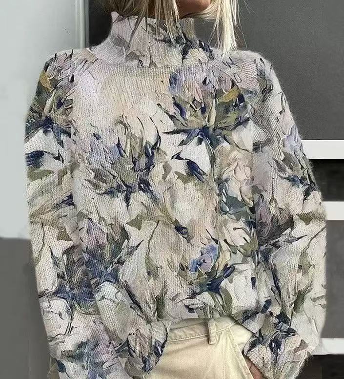 Christmas Abstract Print Casual Cardigan Coat