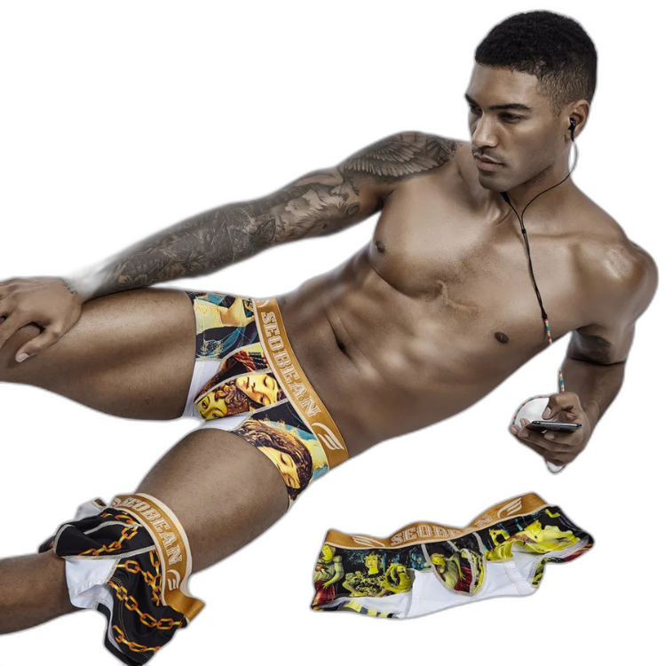 SEOBEAN Luxe Print Silk Low-Waist Boxers