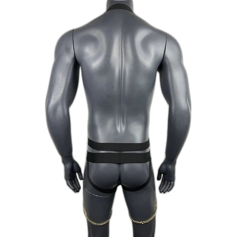 Full Body Elastic Harness with Chains & Jockstrap