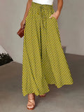 Polka Dot Print Trousers Fashion Loose Elastic Waist Wide-leg Pants Women's Clothing