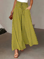 Polka Dot Print Trousers Fashion Loose Elastic Waist Wide-leg Pants Women's Clothing