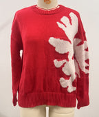 Christmas 3D Floral Contrast Color Crewneck Personalized Sweater