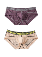 2 Pack Men's Ice-Silk Stretch Sports Briefs with 3D Pouch
