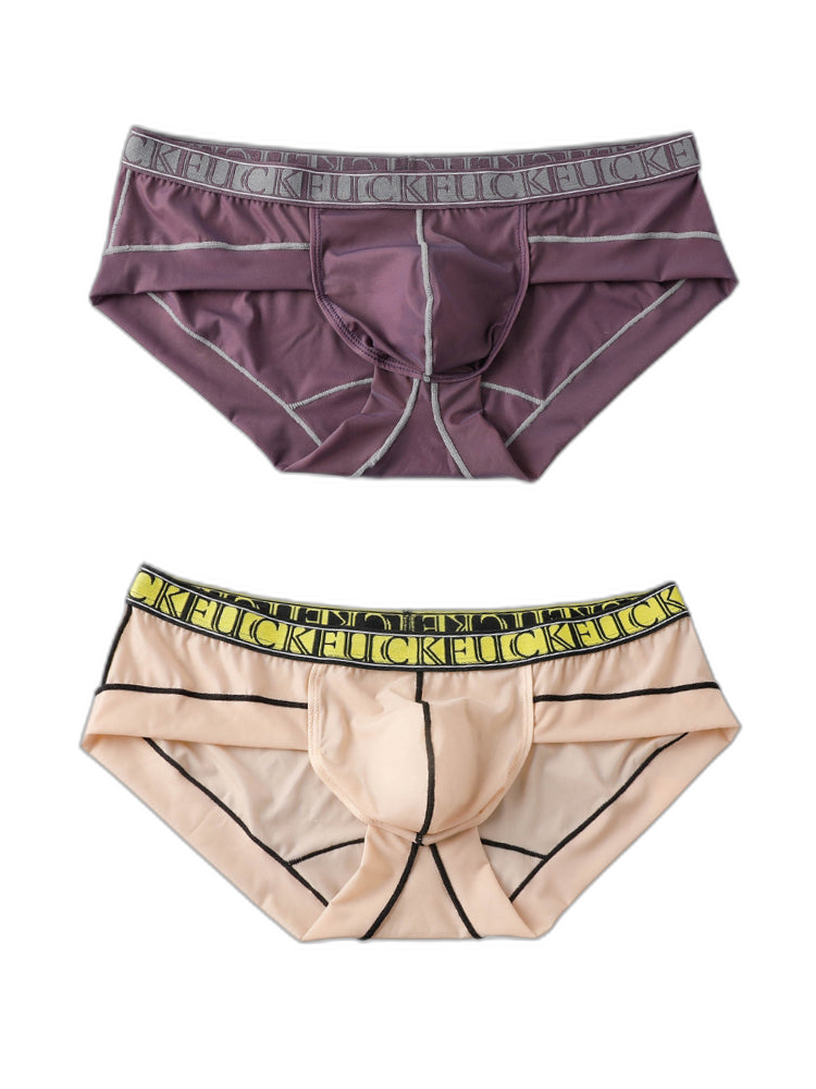 2 Pack Men's Ice-Silk Stretch Sports Briefs with 3D Pouch