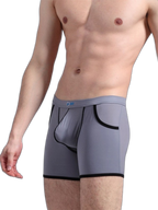 3 Pack Men's Long Leg Boxer Briefs Made of Ultra-Thin Ice Silk with Anti-Wear Elastic