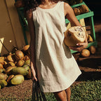 Summer Backless Dress Fashion Solid Color Sleeveles Beach Dresses For Women