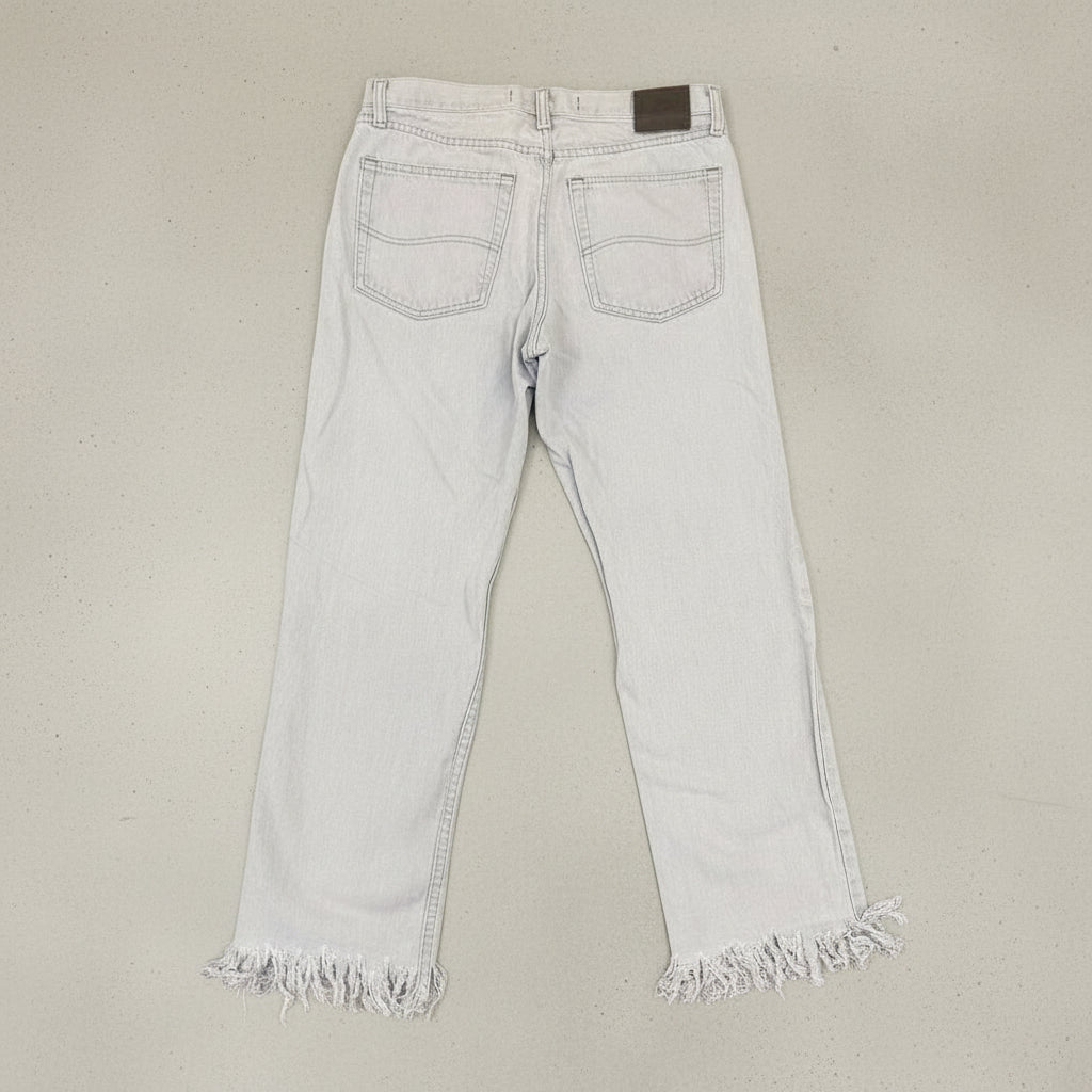 Vintage Lee Frayed & Distressed Straight Leg Jeans Grey W32 L27